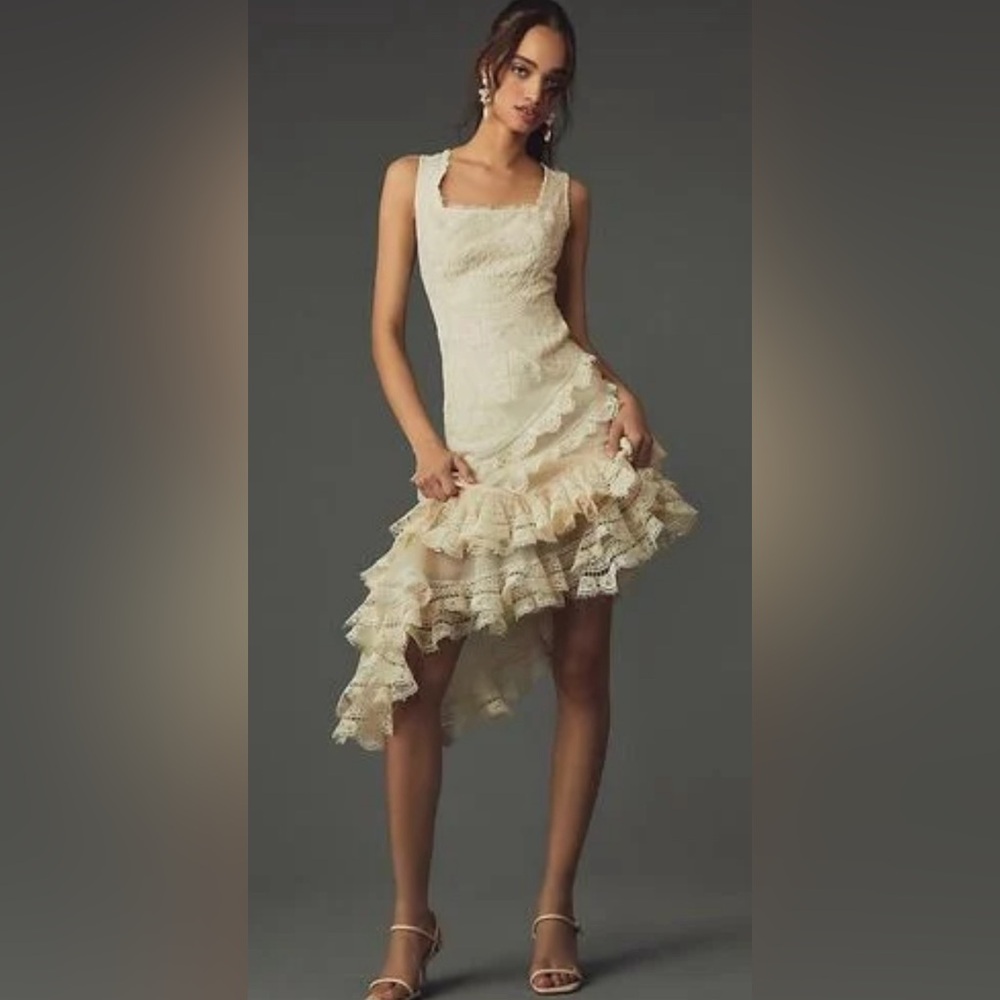 Anthropologie Geisha Designs Asymmetrical Dress with Ruffles